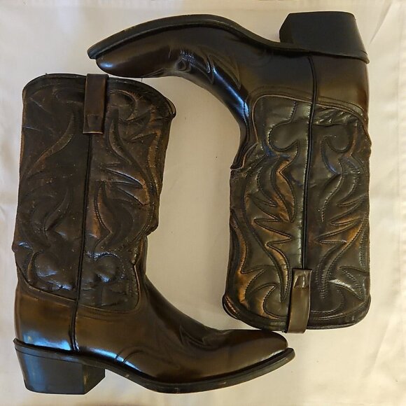 Hanover Western Boots Mens 9 D Brown Distressed Leather Cowboy 47667 Vintage main image 12